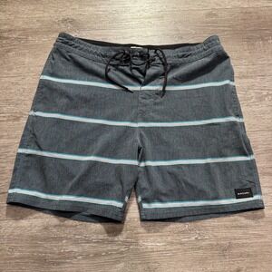 Rip Curl Board Shorts Mens 34 Gray Stripe Swim Trunks Lay Days 7" Beach Surf